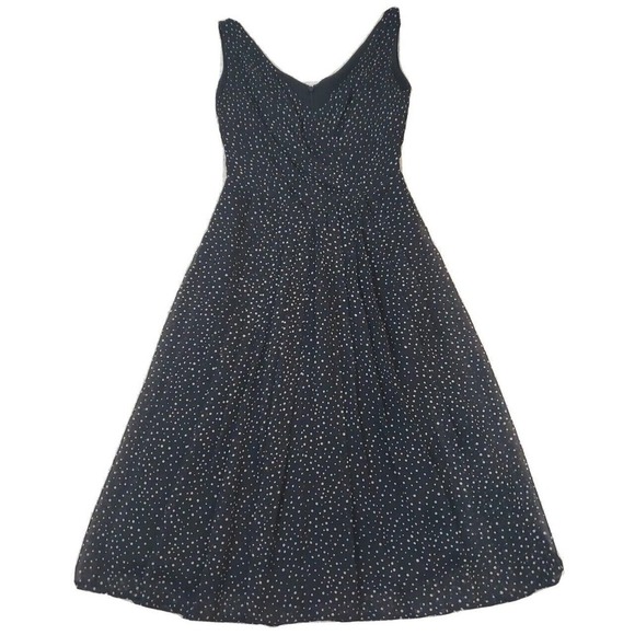 Talbots ~Woman Size 2Petite~ Black/Beige Polka Dot Silk Flare Pleats Dress. - Picture 8 of 12